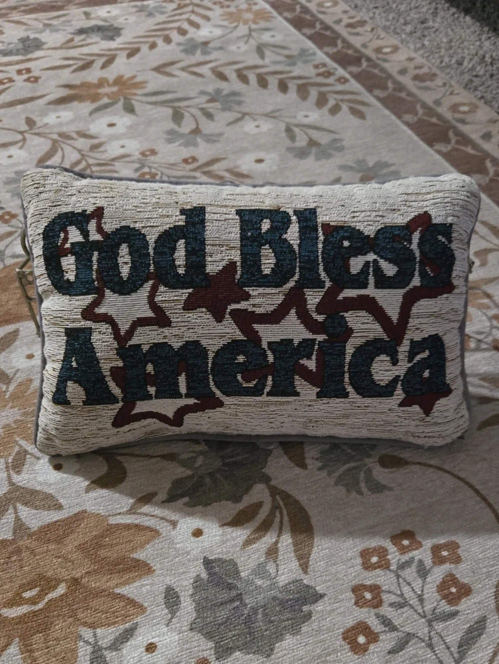 God Bless America Red White And Blue Accent Pillow 12x8